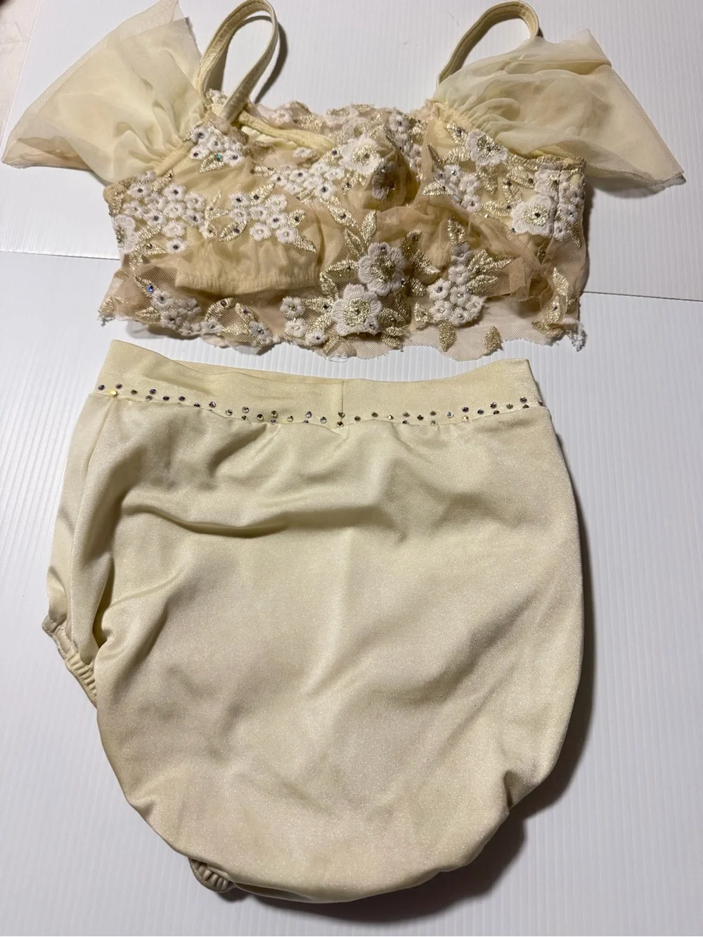 Kelle dance lyrical contemporary costume white ivory 2 piece 4472 born again SA